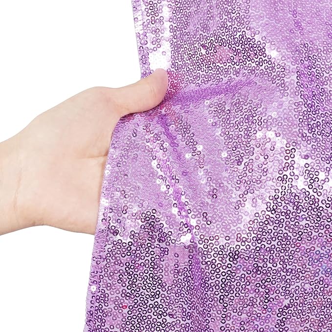 Poise3EHome 10Ft x 10Ft Lavender Sequin Backdrop, Glitter Thick Satin Sequin Background Drapes, Sparkly Opaque Photography Curtain Backdrop for Wedding Party Holiday Festival Decor