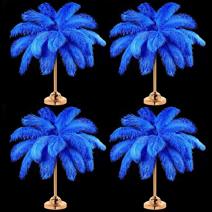 Retrowavy 30 Pcs 18-20 Inch Large Natural Ostrich Feathers Bulk for Centerpieces for Wedding Party Centerpieces Home Decoration Flower Arrangement (Blue)