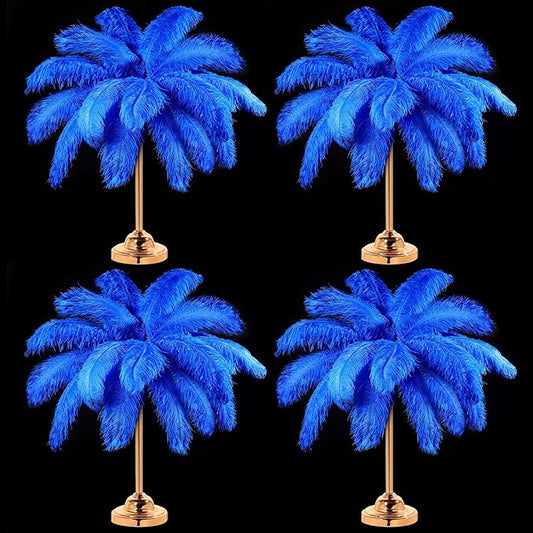 Retrowavy 30 Pcs 18-20 Inch Large Natural Ostrich Feathers Bulk for Centerpieces for Wedding Party Centerpieces Home Decoration Flower Arrangement (Blue)