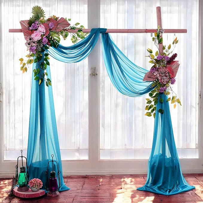 MDS Halloween Chiffon Draping Fabric - 1 Panel, 30" Wide x 20ft Long - Sheer Spooky Arbor & Canopy Drapery for Haunted House Backdrops, Party Ceilings, DIY Costumes & Themed Events - Dark Teal