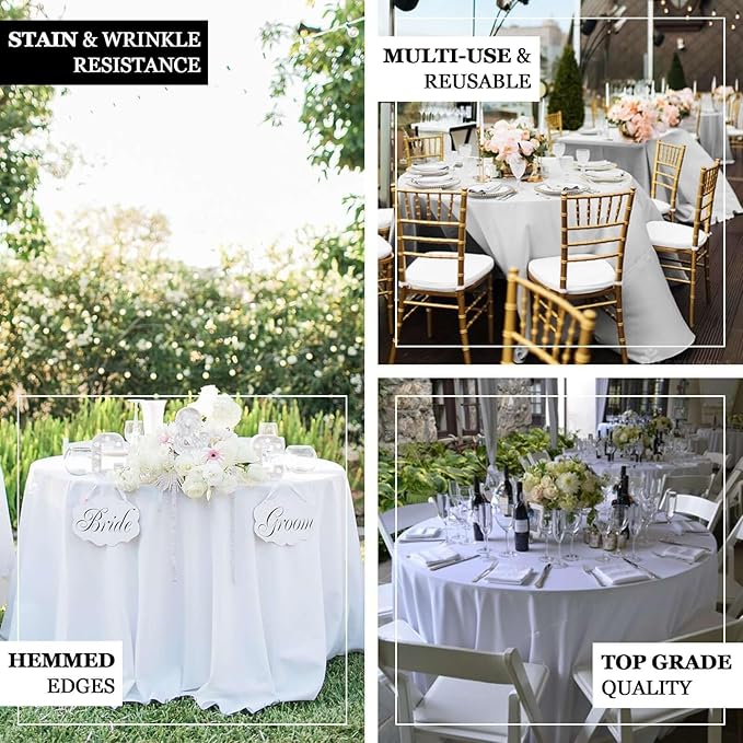 Efavormart Round Tablecloth, 108 Inch Stain & Wrinkle Resistant Washable Table Cloth, Decorative Polyester Fabric Table Cover for Banquet, Wedding, Dining- Blush