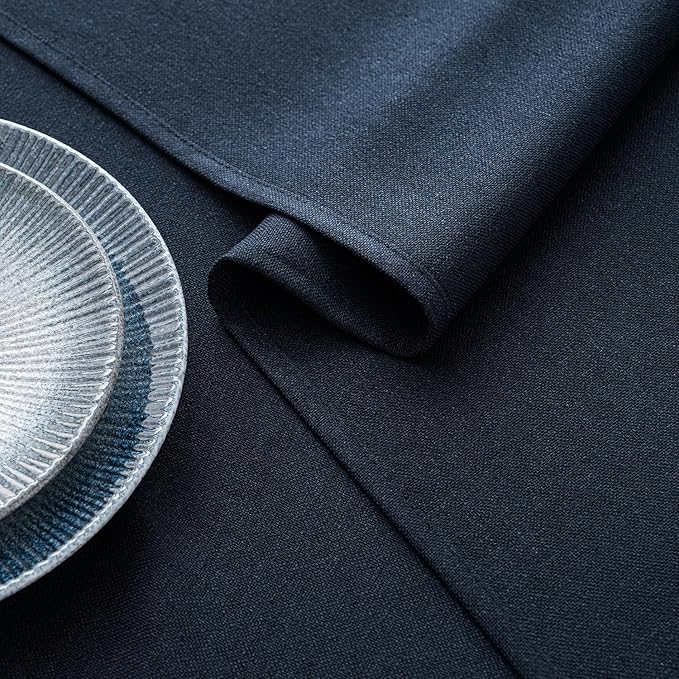MIULEE Navy Blue Linen Tablecloth 60x84 Inch Rectangle Table Cloth Waterproof,Stain Resistant & Wrinkle Resistant for Dining Party Wedding