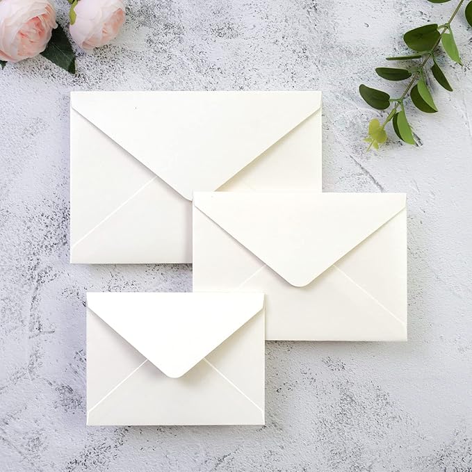 PONATIA 50 PCS/Pack A7 Envelopes, 5.25 x 7.25'' Sparkle Ivory Envelope, Perfect 5x7 Envelopes for Wedding Invitation Cards, Christmas Gift Cards Envelope, Acrylic Invitations, Photos