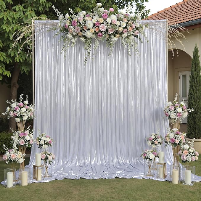 20ftx12ft Silver Sequin Backdrop Curtain Panels for Parties, Wrinkle Free Glitter Photo Backdrop Drapes 4 Panels 5x12FT Shimmer Back Drop Cloth for Wedding Birthday Christmas Photography Background