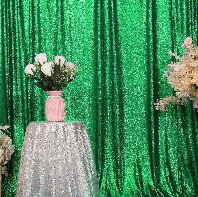 Eternal Beauty Green Sequin Backdrop, 10x10 Ft Glitter Background Curtains for Christmas Shimmer Photography Party Wedding Birthday Back Drop Decor