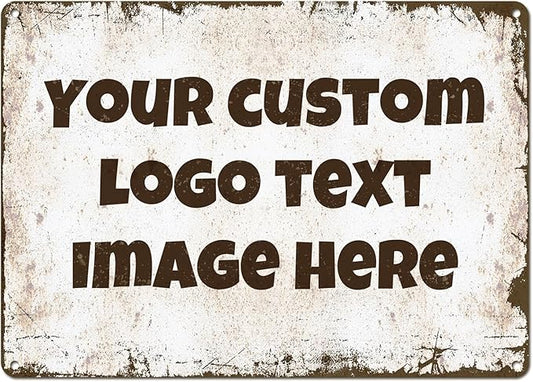 Personalized Metal Sign Custom with Photo Text Logo for Outdoor Yard Garden Home Business Wedding Wall Decor Street Sign Style (Horizontal)