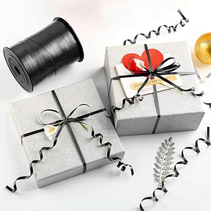 500 Yards Black Curling Ribbon-Balloon String-Balloon Ribbon Roll for Party Decoration, Gift Wrapping, Art Crafts, Florist Flower