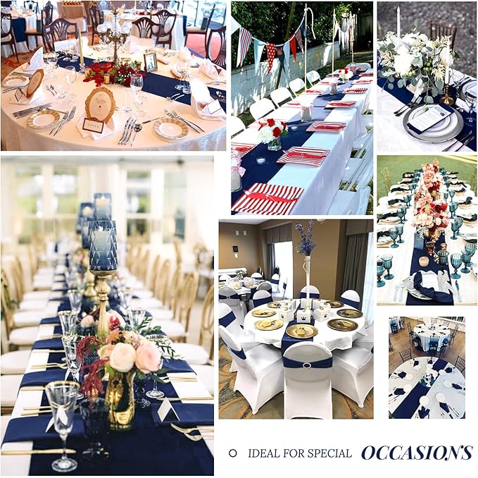 12 Pack Navy Blue Satin Table Runner,12 x 108 inch Long Premium Smooth Table Runner for Wedding, Banquets, Birthday, Party, Graduation, Engagements, Table Runners fit Rectangle and Round Table