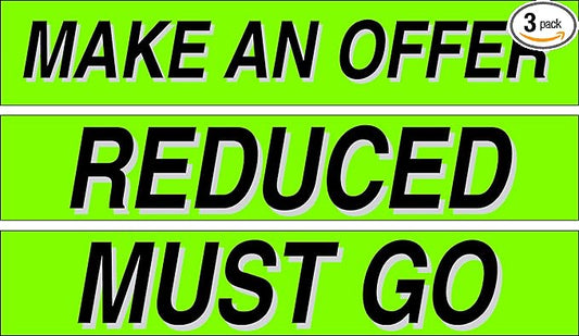 Ez-line Vinyl Windshield Stickers 3 Dozen 15 Inch Chartreuse Slogan Dealership Pro Pack for Car Lots (EZ115-Pack12)