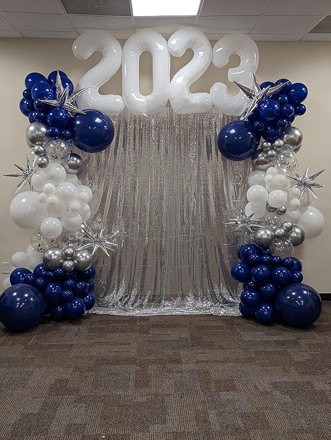 Silver Sequin Backdrop Curtains 4 Panels 2FTx8FT Wedding Photo Backdrop Glitter Birthday Bridal Party Curtains Sparkle Background Party Decor Curtains
