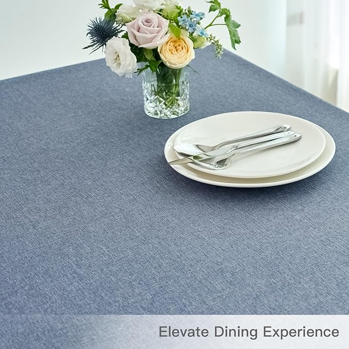 maxmill Square Linen Tablecloth Water Resistance Antiwrinkle Spillproof Stain Proof Fabric Table Cloth, Decorative Fabric Table Cover for Banquet Party Event Holiday Dinner, 70 x 70 Inch, Demin Blue