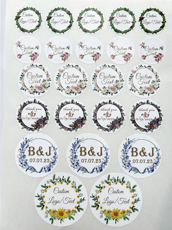 Premium Custom Stickers Labels - Personalized Stickers for Businesses Logo and Name. Birthday Pets and Label Product Boxes Wedding Favors Waterproof Labels (wreath 15, 2 inch)