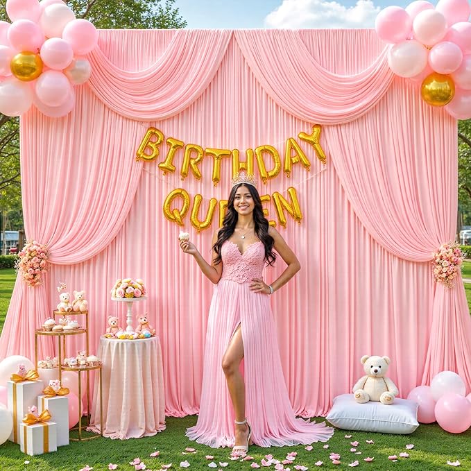 20ft x 12ft Blush Pink Backdrop Curtains Wrinkle Free Backdrop Curtain for Wedding Parties Pink Fabric Backdrops Drapes Back Drop Cloth Bridal Shower Stage Curtains Wedding Decorations for Reception