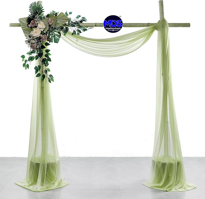 MDS Halloween Chiffon Draping Fabric - 1 Panel, 30" Wide x 20ft Long - Sheer Spooky Arbor & Canopy Drapery for Haunted House Backdrops, Party Ceilings, DIY Costumes & Themed Events - Sage Green