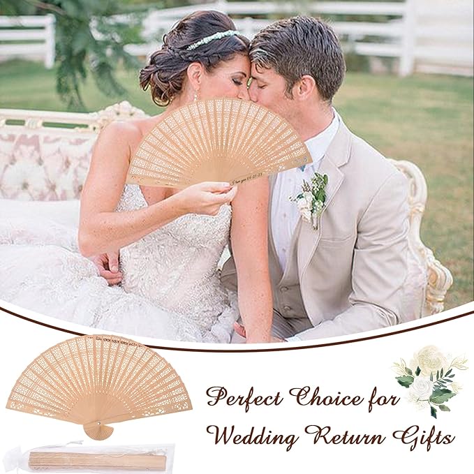 20Pcs Personalized Folding Hand Fans Custom Engraved Summer Wedding Fans,Personalized Wooden Fans Party Favor Bridal Shower Gifts for Guests