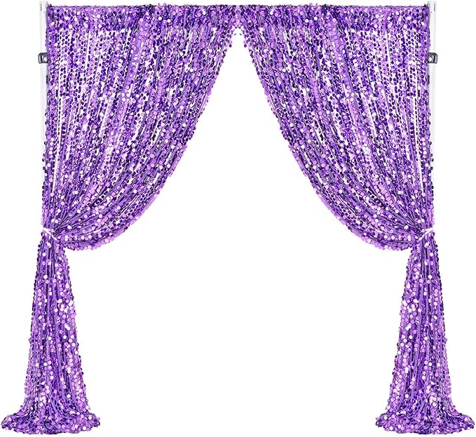 Purple Backdrop 4x8FT Backdrop Curtain for Parties 18MM Sequins Background Fabric Drapes Wedding Birthday Baby Shower
