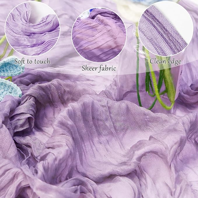 1-Pack Lilac Cheesecloth Table Runners – 10FT (35x120 Inch) Boho Rustic Gauze Fabric Cheese Cloth Table Runner for Weddings, Baby Showers, Bridal Shower, Farmhouse & Birthday Party Decor