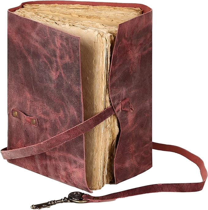 Leather Journal with Lined and Unlined Deckle Edge Paper 8x6 inch and Vintage Key | Handmade Writing Notebook Diary | Bound Daily Notepad for Men & Women Medium, Sketch/Writing pad for Artists