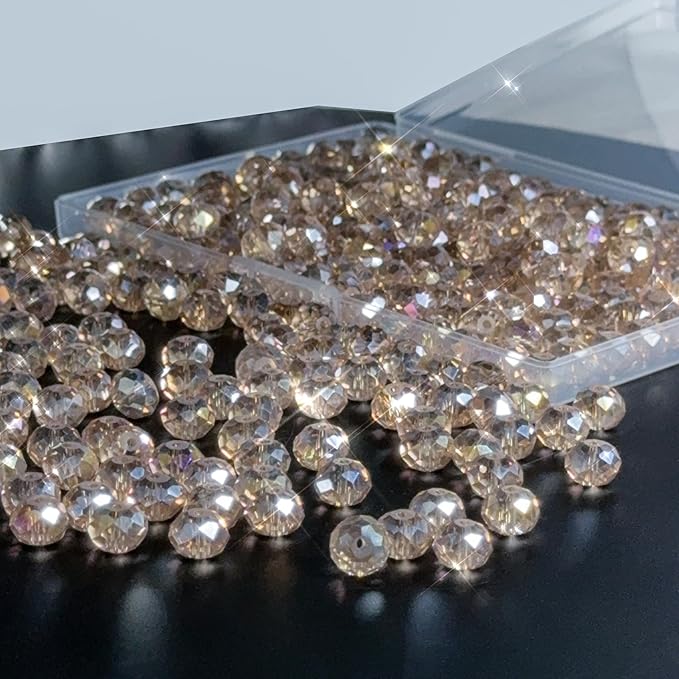 460Pcs 8mm Crystal Glass Beads for Jewelry Making Beads for Bracelets Necklace Pendants Making Supplies(Silver Champagner)