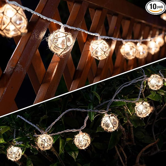 Nautical Fish Float String Lights Outdoor, Beach String Lights Set of 10 Clear G50 Ball Nautical Float Lights String for Room Wall Decor Outdoor Patio Decorations