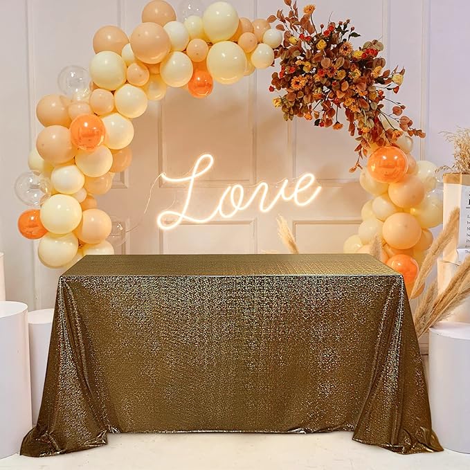 Fitable Black&Gold Sequin Tablecloth for Parties 60x120 Inch - Sparkle Glitter Table Cloth Laser Rectangle Overlay for Wedding Baby Shower Ceremony Birthday Holiday Banquet