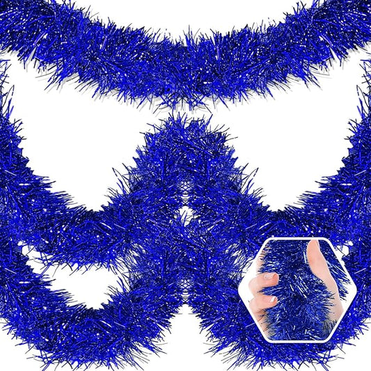 50 Feet Christmas Foil Fringe Banner Metallic Tassle Garland Metallic Backdrop Parade Floats Shiny Hanging Ceiling, Valentine's, Wedding, New Year Party Decorations(2" x 50', Blue)