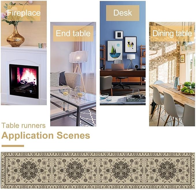 Boho Vintage Elegant Table Runner Farmhouse for Home Farmhouse Kitchen Table Dining Coffee Room Garden Party Wedding Decor 13x120in