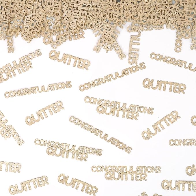 Congratulations Quitter Confetti, Champagne Gold Glitter Retirement Confetti for Table, Graduation Party Table Decor, Funny Retirement Party Table Scatters, Congrats Grad Going Away Party Supplies