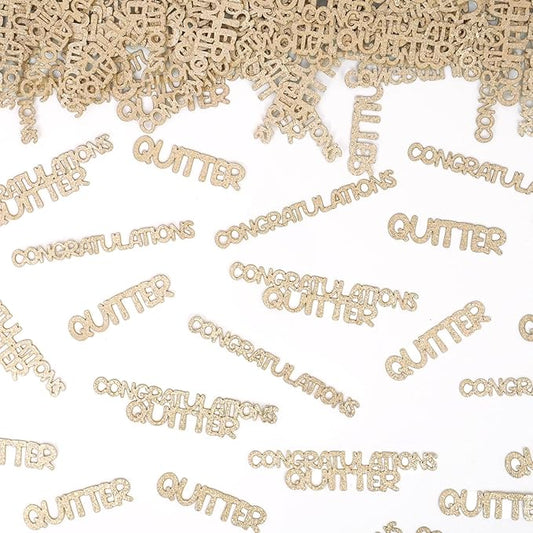 Congratulations Quitter Confetti, Champagne Gold Glitter Retirement Confetti for Table, Graduation Party Table Decor, Funny Retirement Party Table Scatters, Congrats Grad Going Away Party Supplies