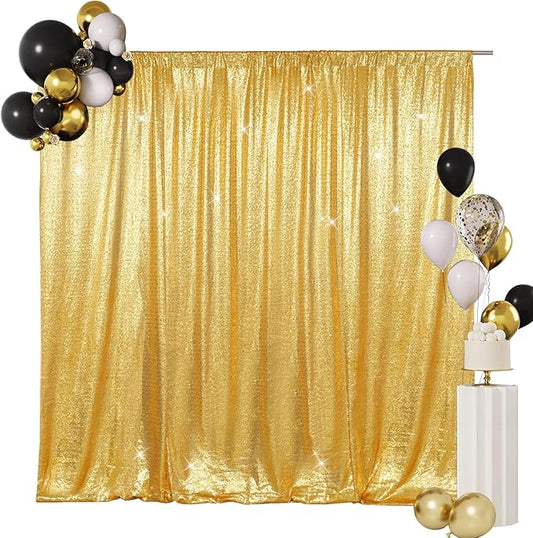 SquarePie Sequin Backdrop Curtain Less See Through Background for Wedding Party 6FT x 6FT Gold