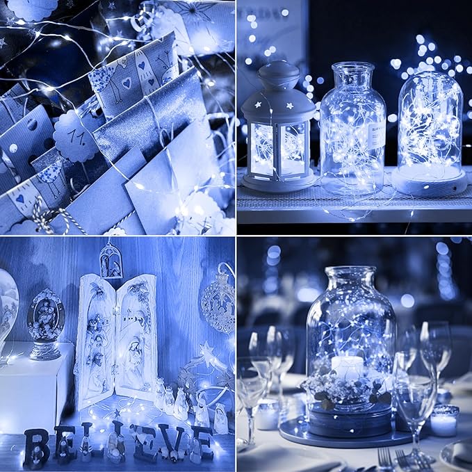 kolpop 50 Pack LED Fairy Lights Battery Operated, Mini Twinkle String Lights Battery Powered Waterproof for Christmas Mason Jars Party,Cool White