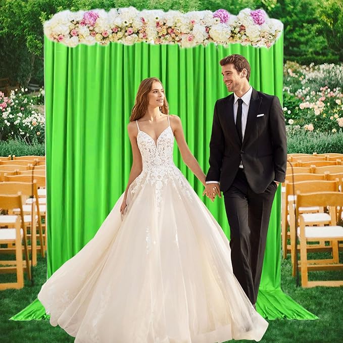 2 Panels Green Backdrop Curtain, 10 x 10 Feet Background Curtains for Parties, Baby Showers, Bachelorette Halloween, Christmas Birthday Party Photoshoot Backdrop Curtains Decorations