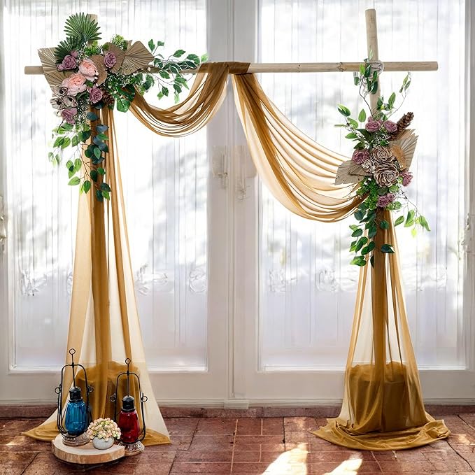 MDS Halloween Chiffon Draping Fabric - 1 Panel, 30" Wide x 30ft Long - Sheer Spooky Arbor & Canopy Drapery for Haunted House Backdrops, Party Ceilings, DIY Costumes & Themed Events - Mocha