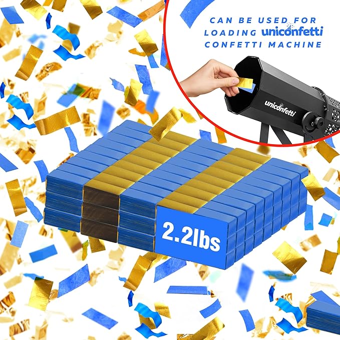 Blue & Gold Confetti Paper - BULK 2.2lbs | 1kg, Biodegradable Tissue Paper, Rainbow Light Weight, Non-Staining Paper, for Events, Crafts, Decorations
