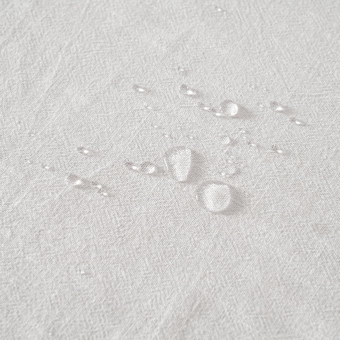 MIULEE White Linen Cotton Blend Tablecloth Rectangle, Luxury Waterproof Stain Resistant Durable Farmhouse Oblong Table Cloth for Dining Party Christmas Weddings Birthday Picnic Events, 52 x 70 inch