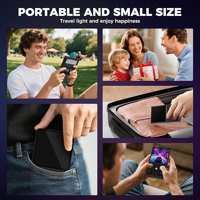 R36MAX Retro Game Console, Handheld Game Console with 4.0-in IPS HD Screen，Video Game Consoles with 64GB Memory, Portable Games Consoles with Storage Bag（Black）
