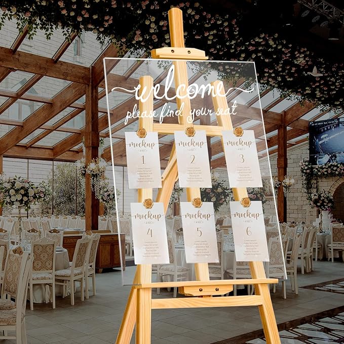 24x18 Inch Wedding Seating Chart Board Display with 15 Rose Wax Seal Stickers for Reception | Acrylic Welcome Please Find Your Seat Table Seating Chart Board Wedding Sign Display Decor