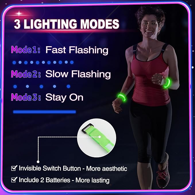 GIFTINBOX 12/6 PCS LED Light Up Bracelets for Kids Adults, LED Glow Flashing Arm Wrist Bands, Glow in The Dark Party Supplies for Night Events, Festivals. Party Favors For Concerts Rave Sports