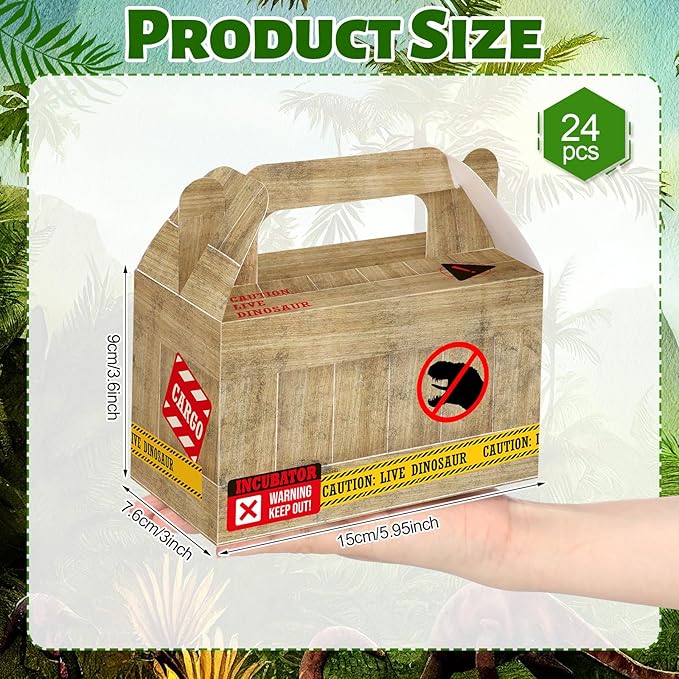 Bucherry 24 Pcs Dinosaur Treat Boxes Dino Party Favor Boxes Candy Goodie Gift Containers for Dinosaur Birthday Decorations Dino Birthday Party Supplies Baby Shower Decorations