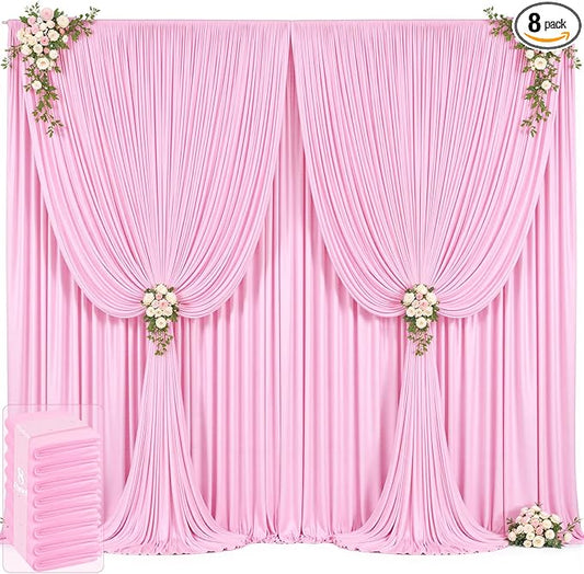 40ft x 12ft Light Pink Backdrop Curtains Wrinkle Free Backdrop Curtain for Wedding Parties Pink Fabric Backdrops Drapes Back Drop Cloth Bridal Shower Stage Curtains Wedding Decorations for Reception