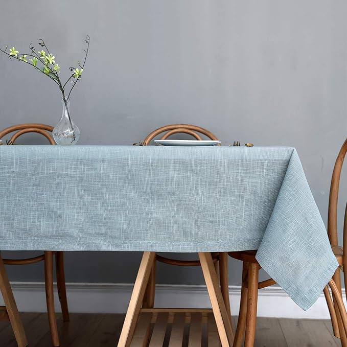 maxmill Lux Faux Linen Tablecloth with Slubby Yarn Textured Weaves Wrinkle Resistant Anti-Shrink Soft Table Cloth for Kitchen Dining Restaurant Tabletop Rectangle 60 x 120 Inch Slate Blue