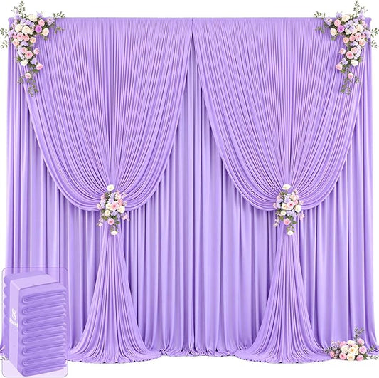 40ft x 12ft Lavender Backdrop Curtains Wrinkle Free Backdrop Curtain for Wedding Parties Lilac Fabric Backdrops Drapes Back Drop Cloth Bridal Shower Stage Curtains Wedding Decorations for Reception
