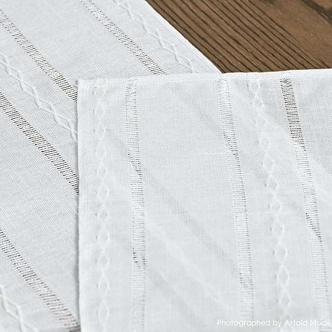 Artoid Mode Rustic Cotton Linen Table Runner, Seasonal Embroidered Hollow Kitchen Dining Table Decoration for Home Party Decor 13x36 Inch