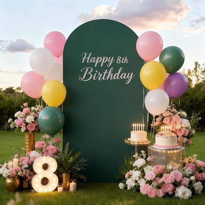 6FT Hunter Green Arch Cover - Polyester Fitted Wedding Arch Stand Covers Round Top Chiara Arch Backdrop Cover for Birthday Party Banquet Photo Background Decoration