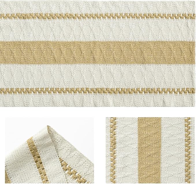 Artoid Mode Burlap Brown Farmhouse Woven Rustic Table Runner, Seasonal Holiday Hollow Kitchen Dining Table Decoration for Home Party Decor 12x36 Inch