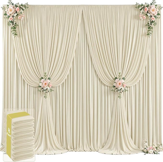 40ft x 12ft Beige Backdrop Curtains Wrinkle Free Backdrop Curtain for Wedding Parties Beige Fabric Backdrops Drapes Back Drop Cloth Bridal Shower Stage Curtains Wedding Decorations for Reception