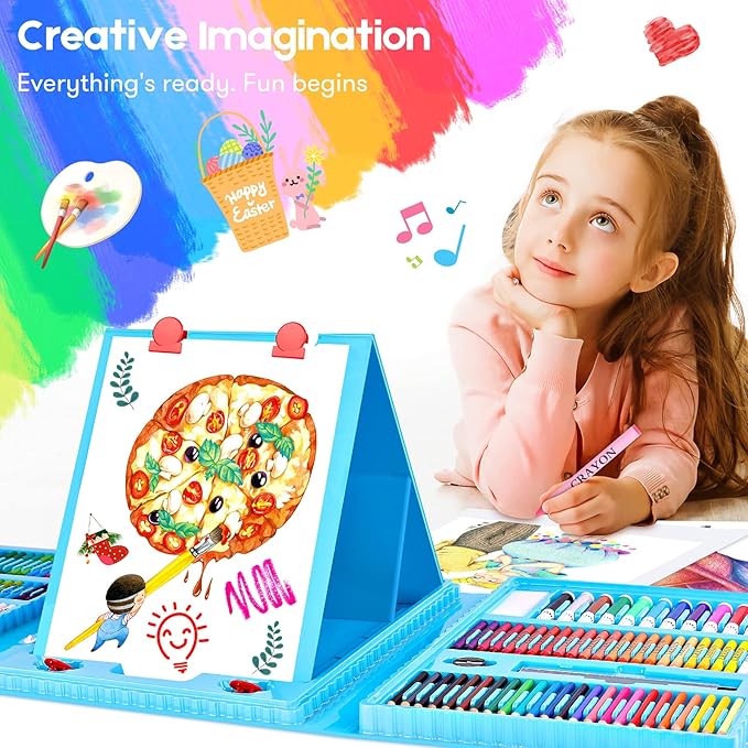 Art Case Coloring Set - (251ct), Art Kit for Kids, Toys for Girls & Boys, Art Supplies Set, Gift for Kids with Trifold Easel, Scratch Paper, Sketching/Coloring Book, Crayons Pencils