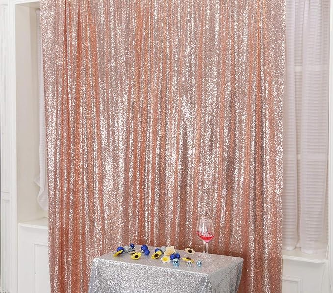 SquarePie Sequin Backdrop 6FT x 8FT Rose Gold Curtain Background for Wedding Party