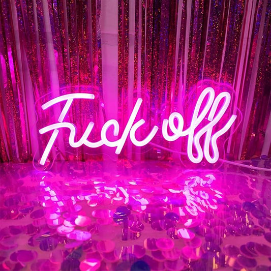 Fuck Off Neon Sign Fuck Off Neon Signs for Wall Decor, Pink Fuck Off Neon Light Pink Room Decor for Wall Decor Bar Party, 12.9" x 5.59"