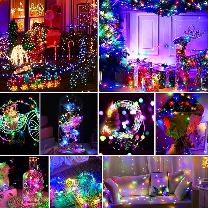 pozzolanas 50 Pack Multicolor Battery Operated String Lights - 7ft Waterproof Fairy Lights with 20 LEDs for Home, Mason Jar, Party, Wedding, Halloween, Christmas Decorations